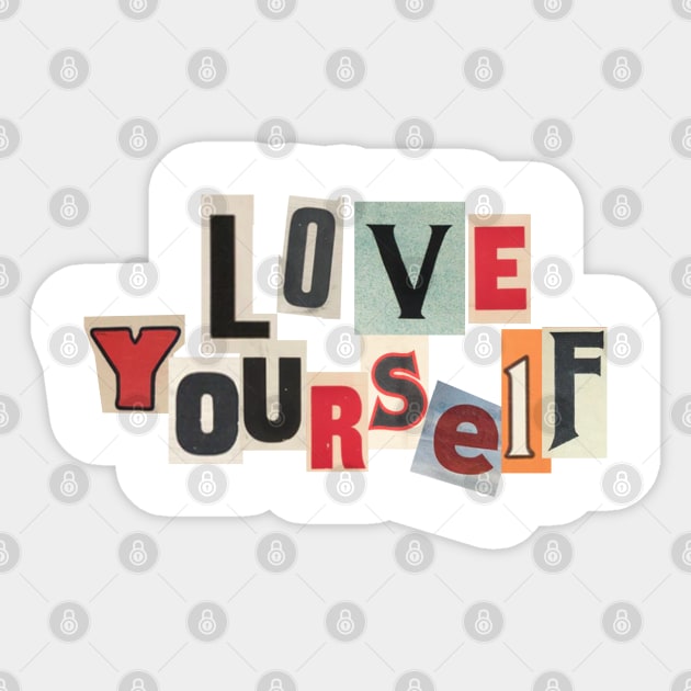 Love Yourself Newspaper Sticker by sophiesconcepts